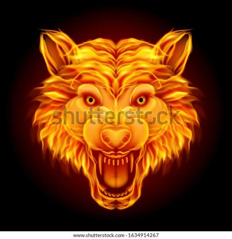 Fire Wolf Head Isolated On Black Stock Vector Royalty Free 1634914267