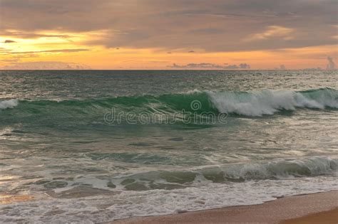 Tropical Sunset And Waves Stock Image Image Of Caribbean 79939559