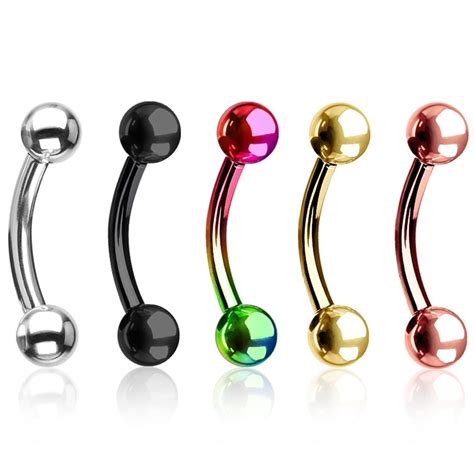 Value 5 Pk 16g 8mm Surgical Steel Curved Barbells For Daitheyebrow