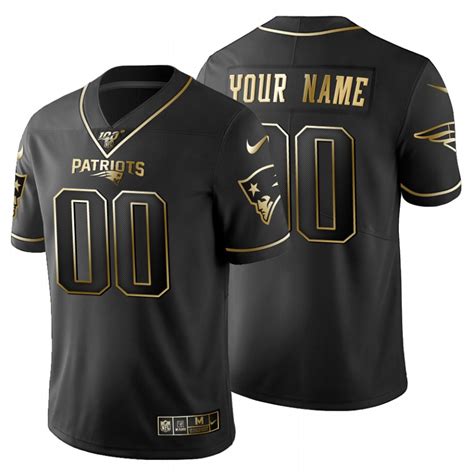 New England Patriots Custom Mens Nike Black Golden Limited Nfl 100