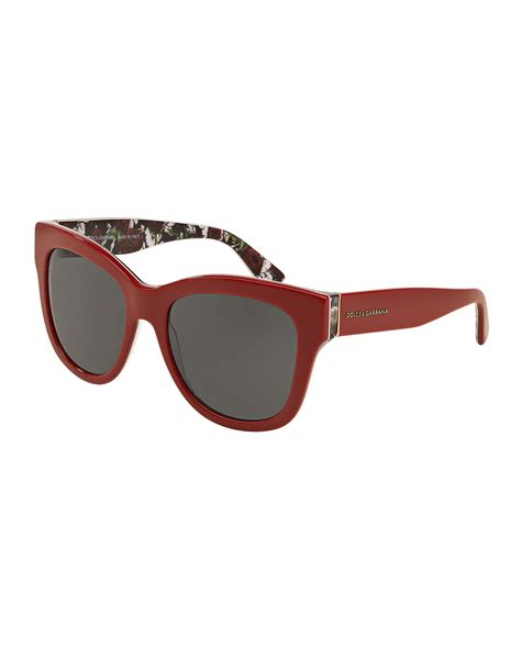 Dolce And Gabbana Square Acetate Sunglasses Red