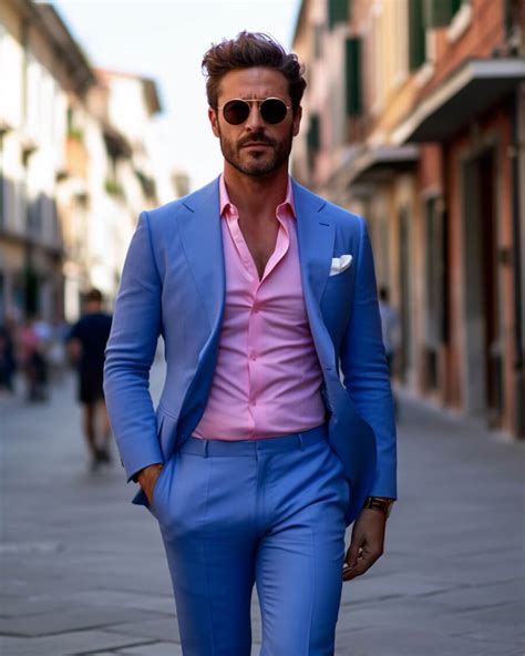 blue suit with pink shirt hockerty