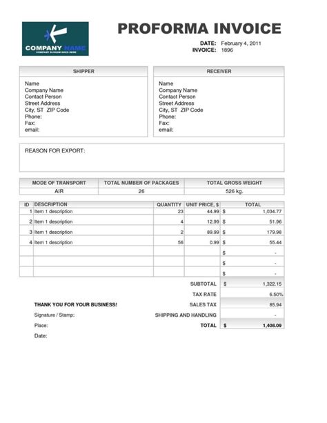 Invoice Model Word 115220 Samples Of Proforma Invoice Pertaining To