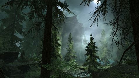 The Elder Scrolls V Skyrim Cave Trees Video Games Screenshots