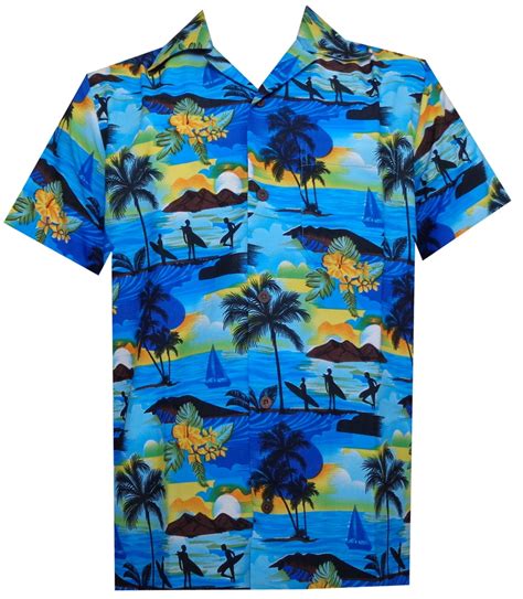 Hawaiian Shirt 43 Mens Allover Scenic Party Aloha Holiday Beach Blue S