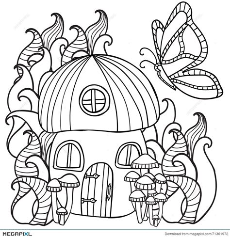 Mushroom House Coloring Page at GetColorings.com | Free printable