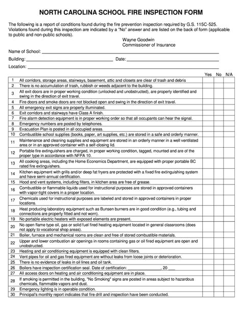 Use this form to inspect the fire extinguishers in your workplace to ensure that they're full, not damaged, accessible, etc. Nc Fire Inspection Form - Fill Online, Printable, Fillable ...