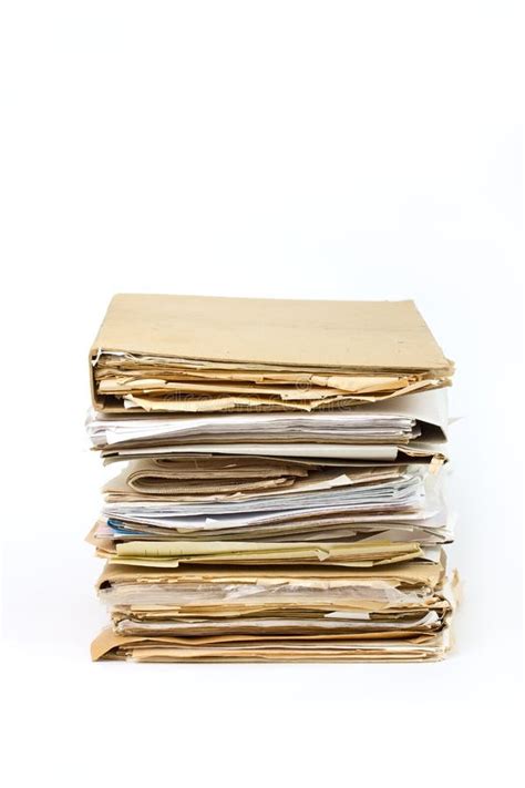 Stack Of Old Paper Files Horizontal View Stock Photo Image Of Folder