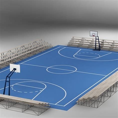 Basketball Court 02 3d Model Outdoor Basketball Court Basketball