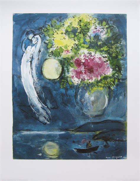 Marc Chagall Love Couple With Flower Bouquet 1949 Large Offset