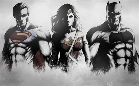 Superman Wonder Woman Batman Sketch Artwork Hd 4k Superheroes