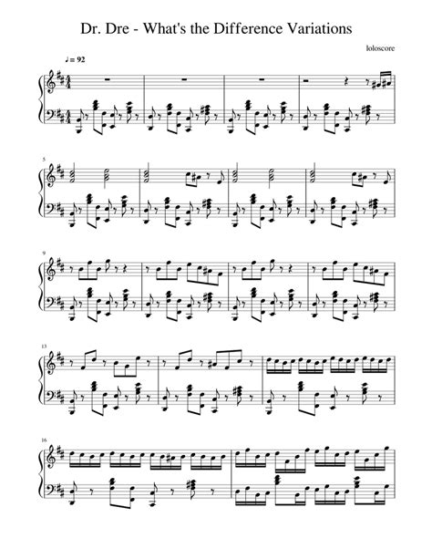 Dr Dre Whats The Difference Variations Sheet Music For Piano