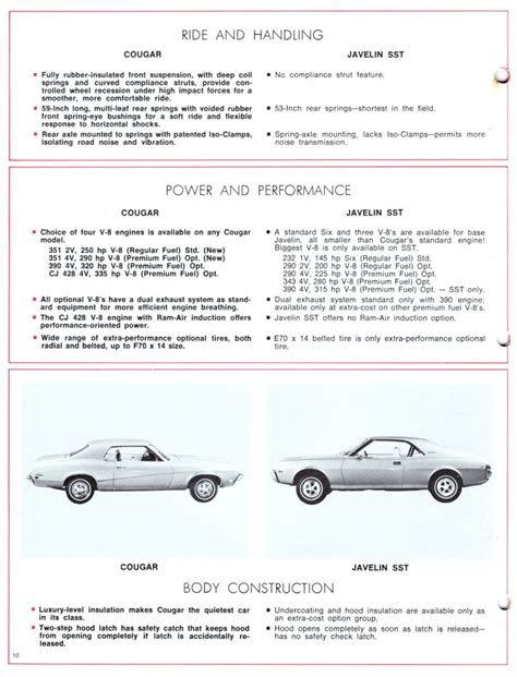 1969 Mercury Cougar Comparison Booklet