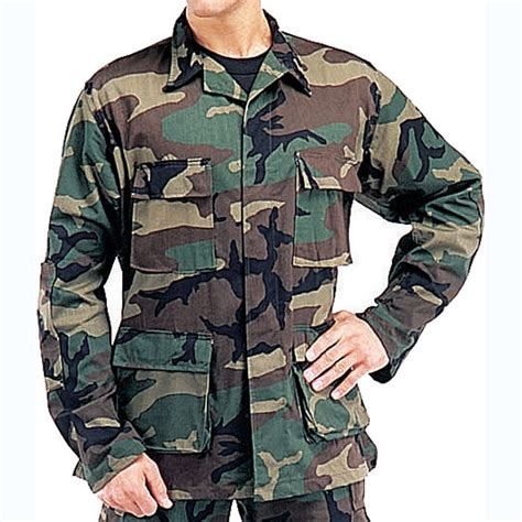 Woodland Camouflage Military Bdu Shirt Cotton Ripstop Galaxy Army