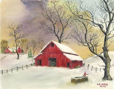 A Winter Day By Larry Barn Painting Farm Paintings Watercolor Barns