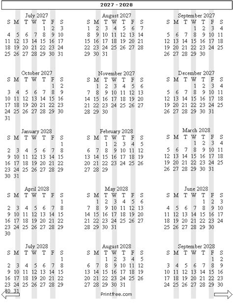 15 Month School Year Calendar 2027 2028