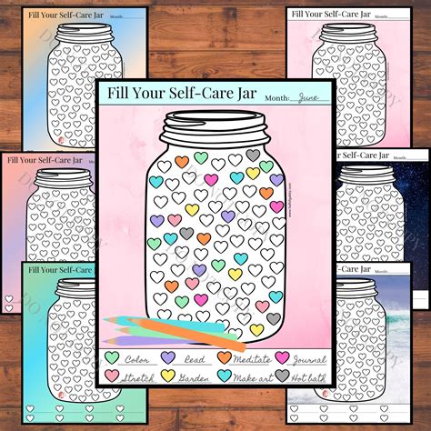 Self Care Jar Self Care Worksheets Self Care Printable Self Care Activity Self Love Printable