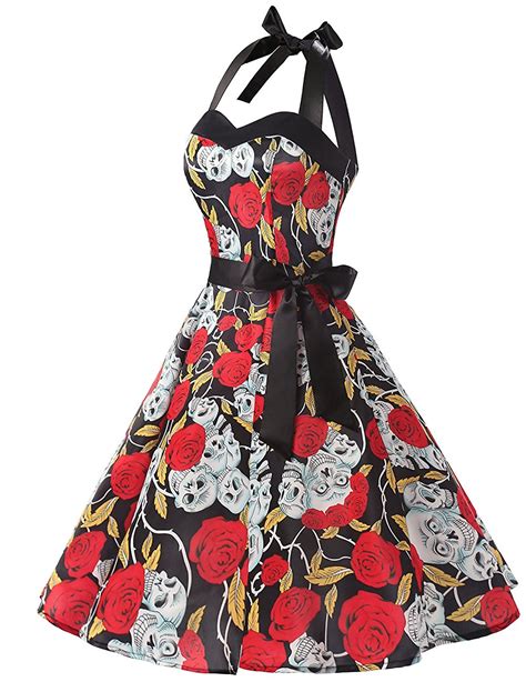 50s Rockabilly Style Halter Floral Print Vintage Swing Dress On Luulla