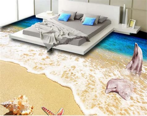 Dolphin Beach Sea 3d Floor Beach Floor Murals In Wall Stickers Pvc