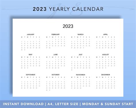 Buy 2023 Year Calendar Printable Year At A Glance Desk Calendar Online