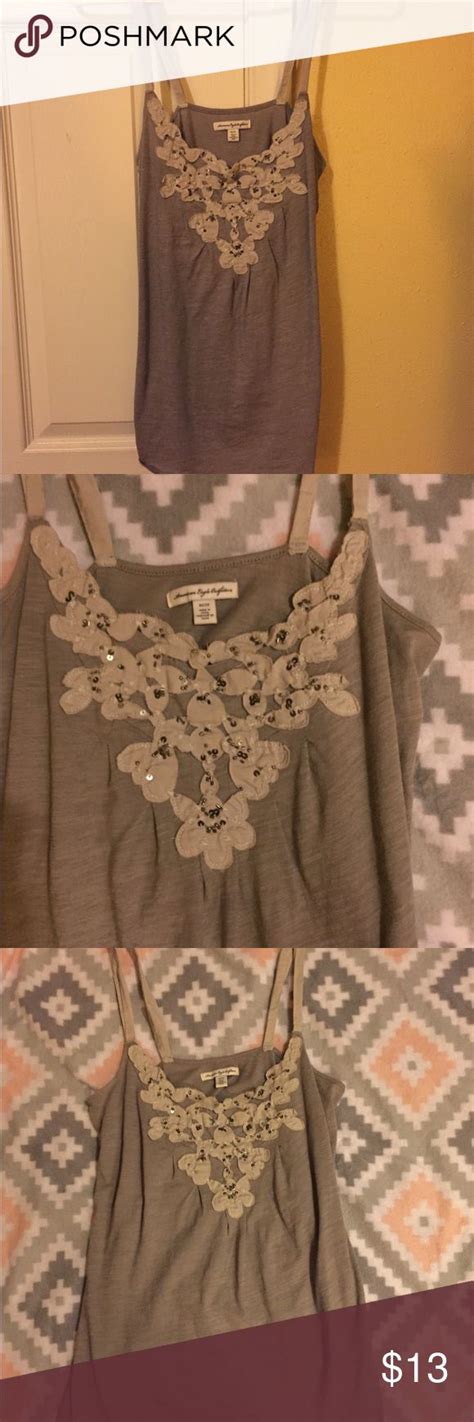 Grey Tang Top With Pretty Design On The Front Like New Worn Once