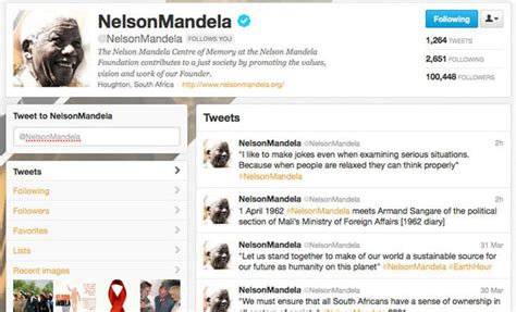 Nelsonmandela Reaches 100 000 Followers On Twitter Nelson Mandela
