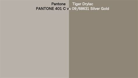 Pantone 401 C Vs Tiger Drylac 09 68631 Silver Gold Side By Side Comparison