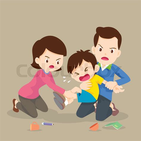 Father And Mother Handle Angry Boy Stock Vector Colourbox