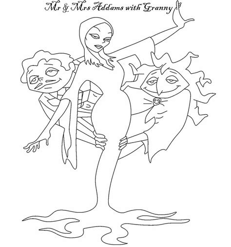 'the addams family' also consists of uncle fester, grandmama, thing, lurch, cousin itt, and pets. Pin on Coloring Pages