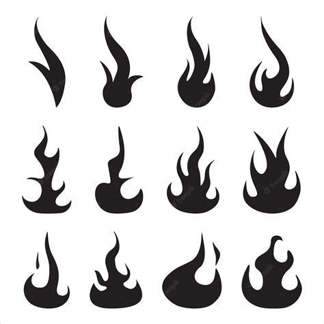 Premium Vector Black Fire Flame Isolated Icons Set Different Dark