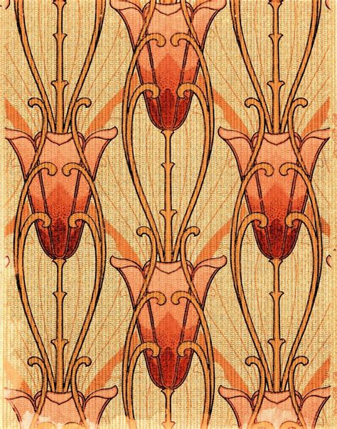 Antique French Botanical Wallpaper Art Nouveau Tulips Etsy