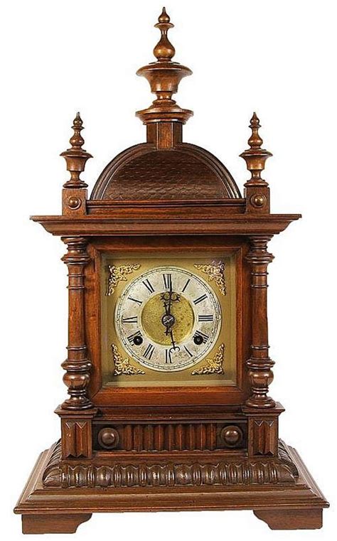 German Walnut Mantle Clock With Decorative Arts Jewellery Lawsons Antiques Reporter