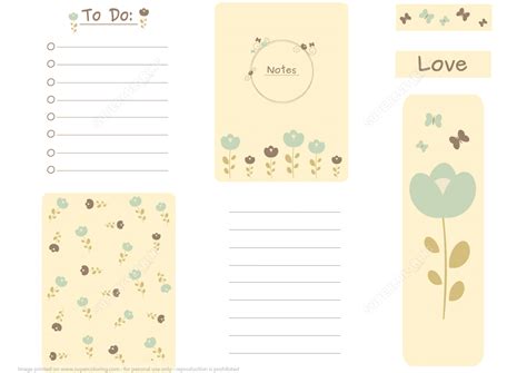 Romantic Printable Scrapbook Card Notes To Do List Stickers And