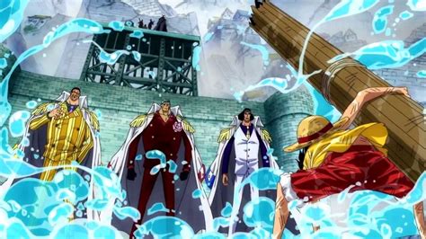 Luffy Vs 3 Admirals Ao Kiji Akainu And Kizaru Hd English Sub