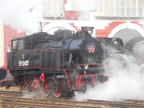 Russian Transportation Steam Locomotives Shunting In Depot Podmoskovnaya