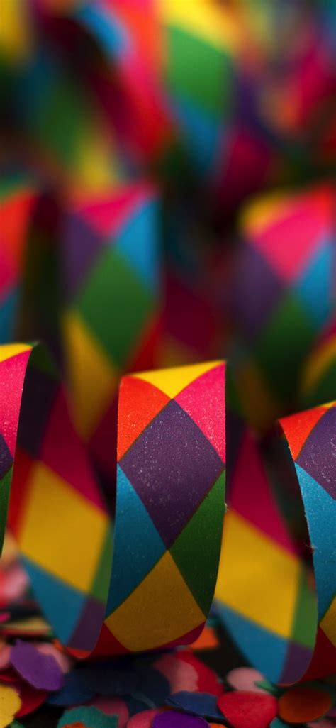 Download 1125x2436 Wallpaper Colorful Paper Ribbons Carnival Iphone