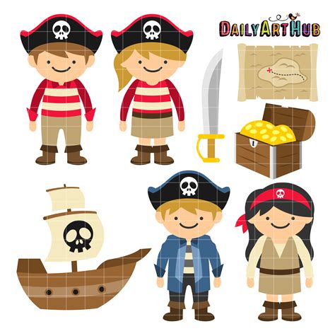 Pirate Kids Illustration A Pirate And Happy Kids On Boat 292590