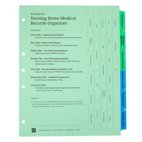 Medical Records Index Tab Dividers 10 Tab Set Bindertek