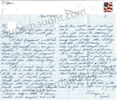 Cynthia Coffman Three Page Letter And Envelope Set Both Signed