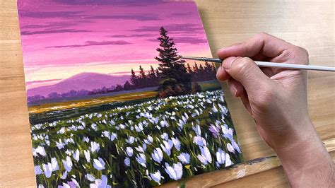 Sunset Flowers Acrylic Painting Correa Art Youtube