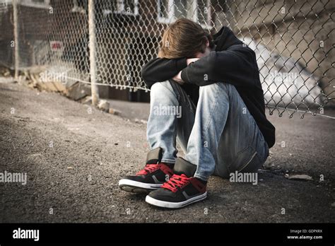 Sad Lonely Boy On Street Hi Res Stock Photography And Images Alamy