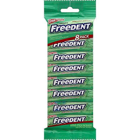 Wrigleys Freedent Peppermint 5 Stick Pack 8 Packs Chewing Gum