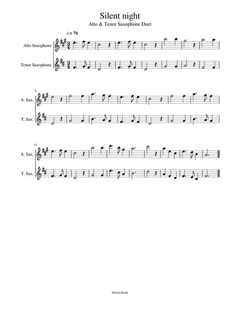 Silent Night Sheet Music For Saxophone Alto Saxophone Tenor