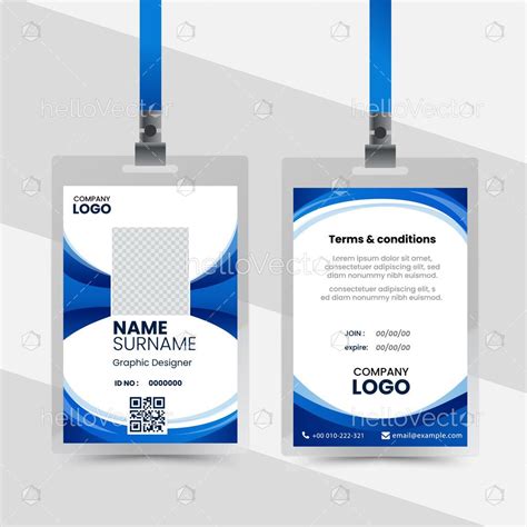 Front And Back Blue Id Card Design Template Download Graphics And Vectors