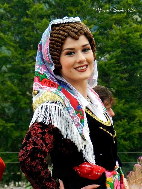 Albanian Womangirl In Traditional Costume Folk Clothes One Of The Oldest In The World