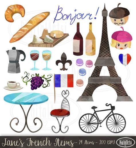 French Clipart French Items Download Instant Download