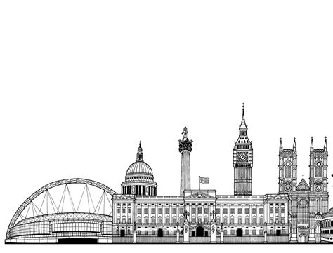 London Skyline Drawing A2 London Landmarks Drawing London Etsy Uk