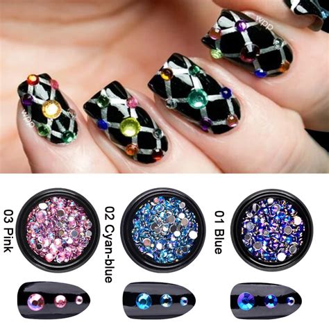 1 box ab rhinestones for nails mixed size crystal clear flatback gems 3d nail art decoration non