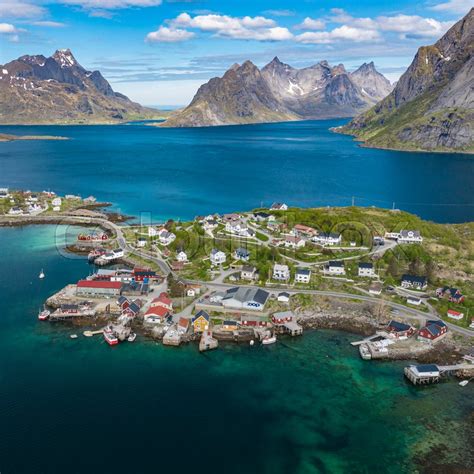 Aerial View Of Reine Lofoten Islands Stock Image Colourbox