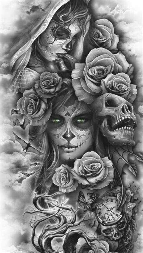 Sugar Skull Girl Tattoo Skull Rose Tattoos Skull Sleeve Tattoos Leg